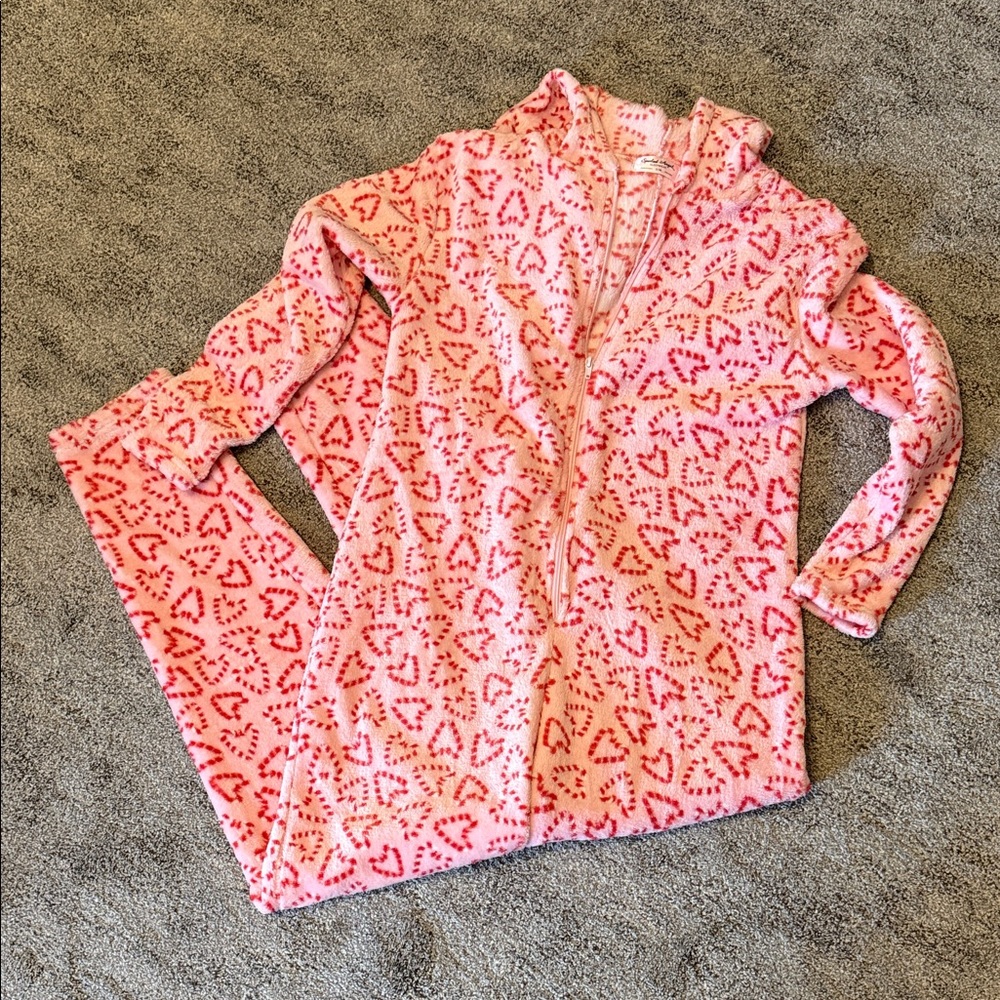 SPOILED ANGEL Pink Heart Pattern Adult Onesie pajamas Women’s S/M